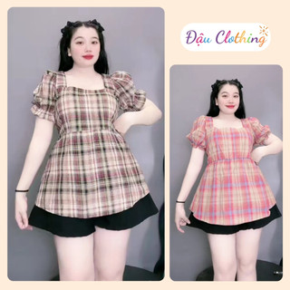 Set đồ bộ bigsize áo babydoll tay ngắn phồng vintage kèm quần đùi ống rộng dáng chữ A dễ thương SET67