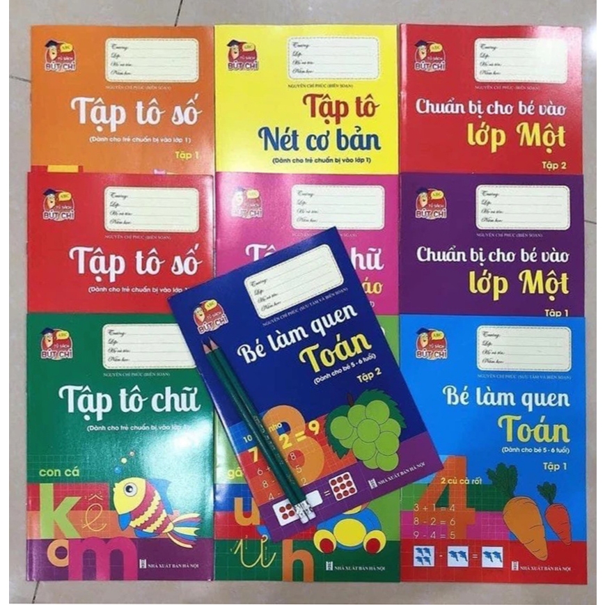 Sách - Bộ 10 quyển luyện viết tập tô chữ cho bé mẫu giáo mầm non Tặng 2 bút chì+ gọt+ Tẩy