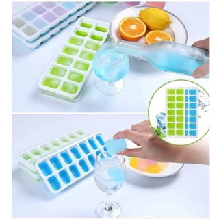 T&T0066 Khay làm đá silicon 14 ô có nắp đậy tránh bị mùi tủ lạnh an toàn đa năng