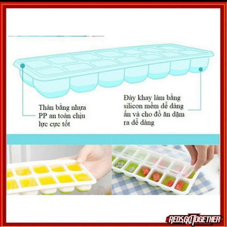 T&T0066 Khay làm đá silicon 14 ô có nắp đậy tránh bị mùi tủ lạnh an toàn đa năng