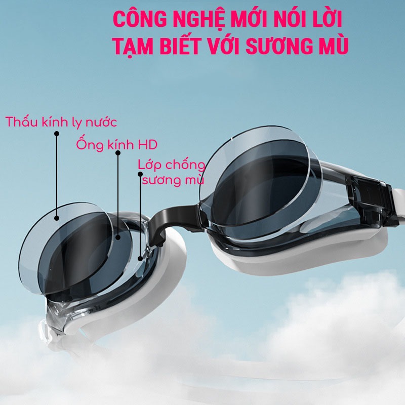 Kính bơi nam nữ SPORTY 613 mắt trong chống nước, hạn chế sương mờ, bảo vệ mắt tuyệt đối
