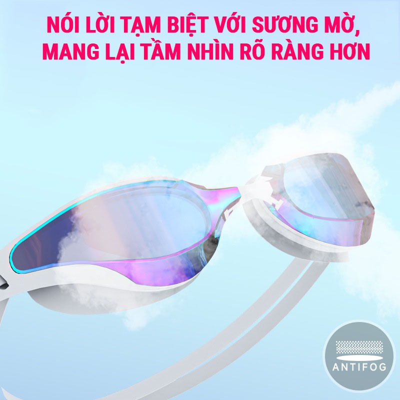 Kính bơi người lớn nam nữ tráng gương 760, cản tia UV, chống nước, hạn chế sương mờ SPORTY