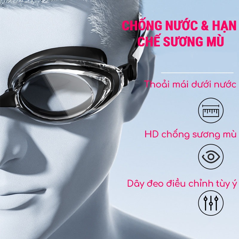 Kính bơi nam nữ SPORTY 613 mắt trong chống nước, hạn chế sương mờ, bảo vệ mắt tuyệt đối
