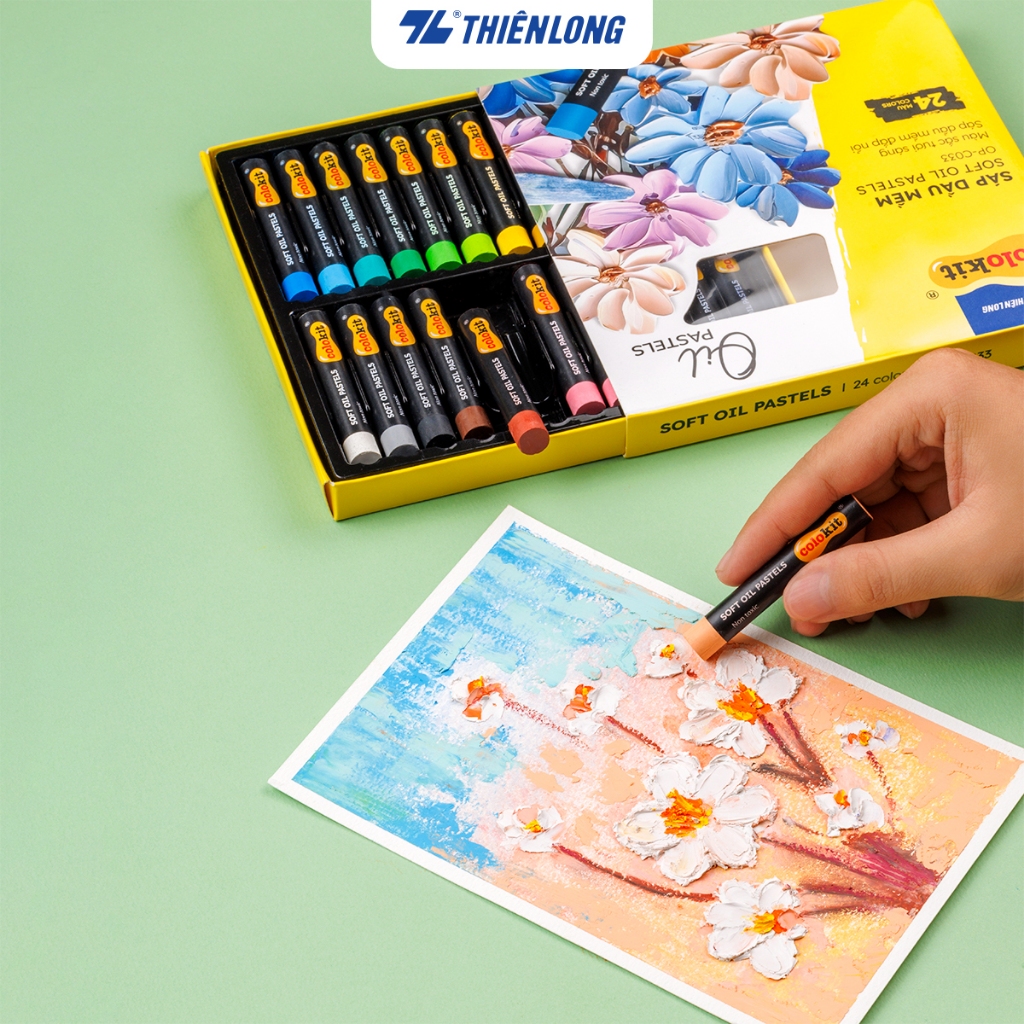 Bút sáp dầu 12/24 màu - Soft Oil Pastels Thiên Long Colokit - Màu sắc tươi sáng Sáp mềm đắp nổi | BigBuy360 - bigbuy360.vn