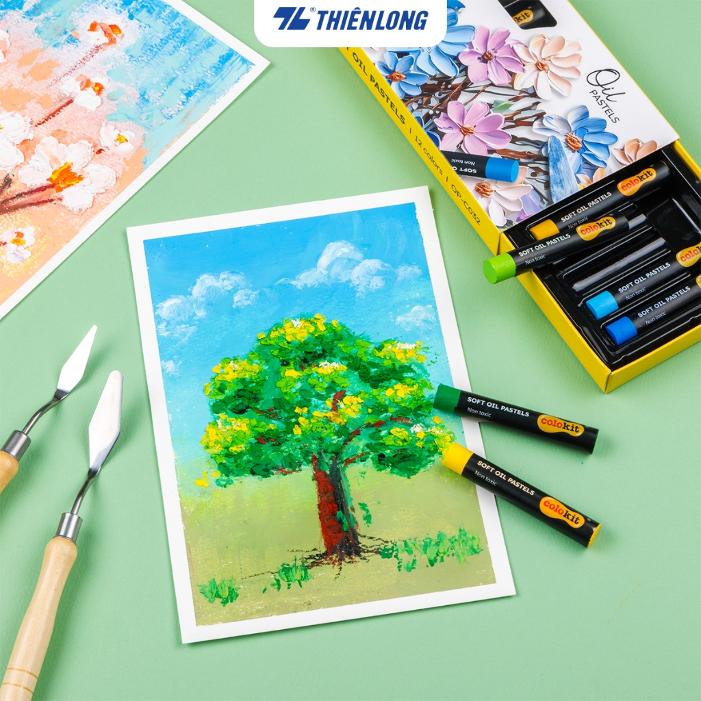 Bút sáp dầu 12/24 màu - Soft Oil Pastels Thiên Long Colokit - Màu sắc tươi sáng Sáp mềm đắp nổi | BigBuy360 - bigbuy360.vn