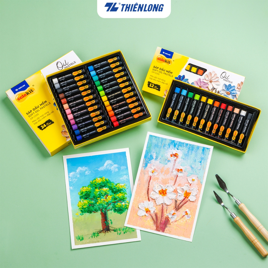 Bút sáp dầu 12/24 màu - Soft Oil Pastels Thiên Long Colokit - Màu sắc tươi sáng Sáp mềm đắp nổi | BigBuy360 - bigbuy360.vn