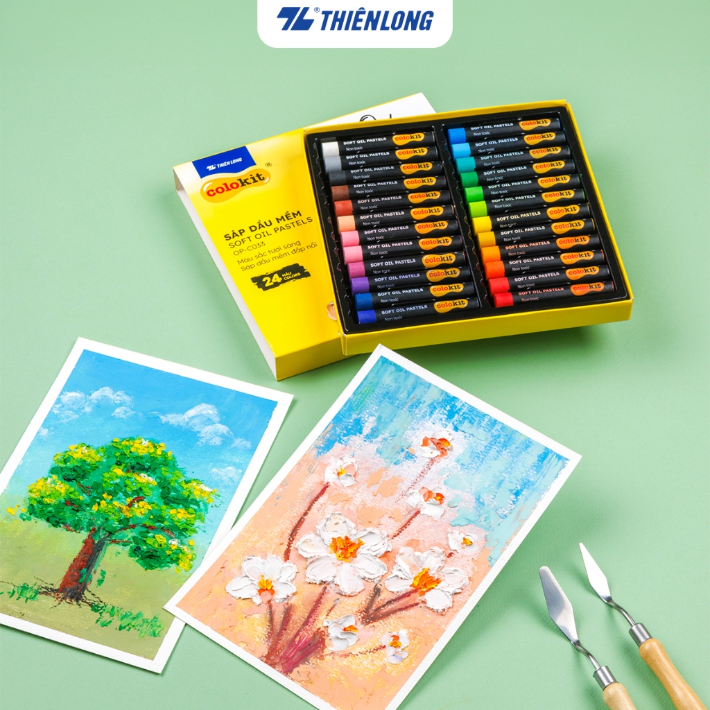 Bút sáp dầu 12/24 màu - Soft Oil Pastels Thiên Long Colokit - Màu sắc tươi sáng Sáp mềm đắp nổi | BigBuy360 - bigbuy360.vn