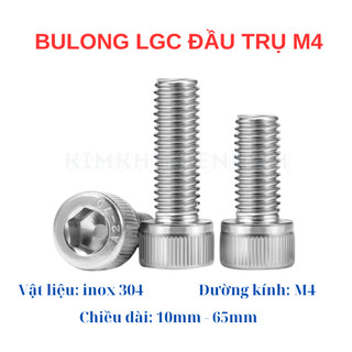 Bulong LGC đầu trụ inox 304 M4 (10mm - 65mm) (Túi 10 con)