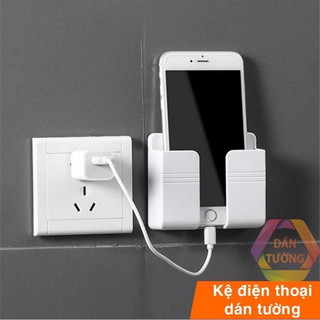 T&T0069 Kệ dán tường để remote,đồ đung,giá đỡ điện thoại có móc treo giữ dây điện