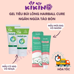 Gel Dinh Dưỡng Cho Chó Mèo Hairball Cure Tuýp 40g (Mẫu Mới 50g) Ngăn Ngừa Búi Lông Chống Táo Bón - KIKINO