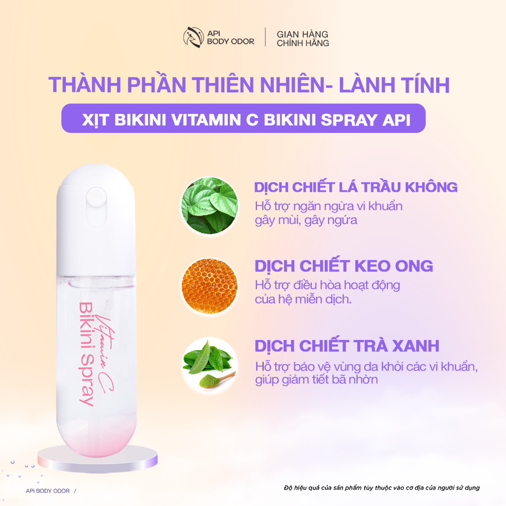 Ảnh Xịt Bikini khử mùi giảm thâm vùng kín, Xịt thơm Bikini Vitamin C API kháng khuẩn, nước hoa vùng kín API BODY ODOR 2