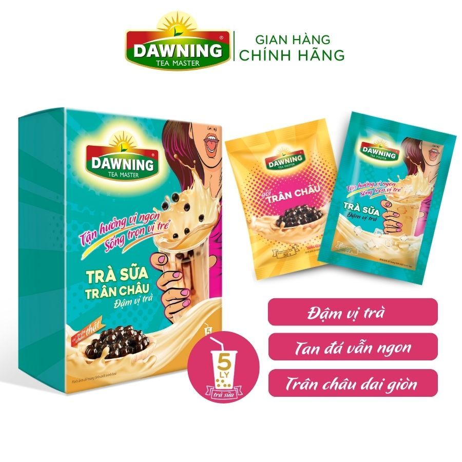 Ảnh Combo 5 hộp trà sữa trân châu DAWNING Đậm vị trà, hương thơm trà tự nhiên giúp tỉnh táo 260g 2