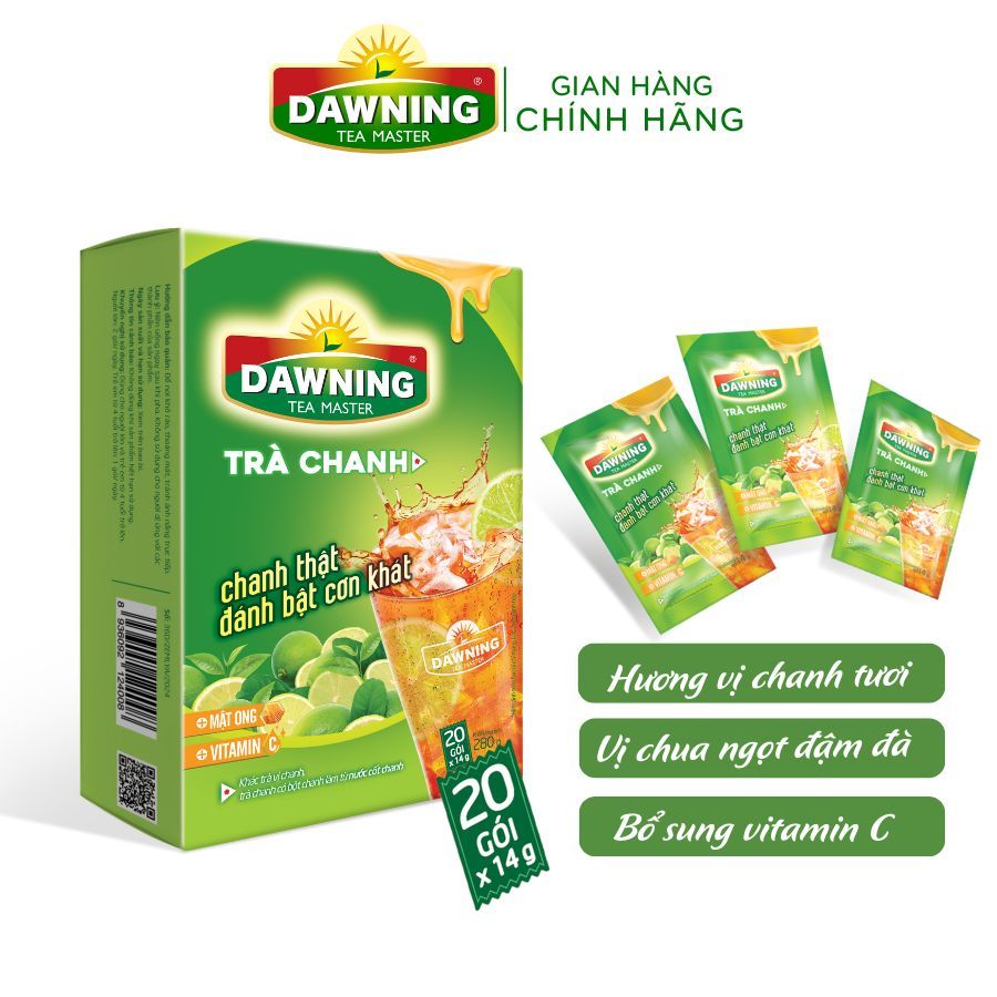 Ảnh Combo 5 hộp Trà chanh hòa tan DAWNING từ bột chanh nguyên chất và mật ong 280g/hộp (hộp 20 gói) 2