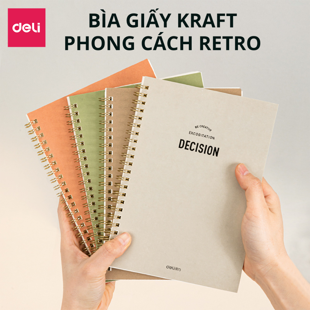 [COMBO 5] Sổ Lò Xo A5 Gáy Xoắn 120 Trang Deli - Giấy Kẻ Ngang Chống Lóa - Tập Vở Học Sinh Ghi Bài Takenote Planner