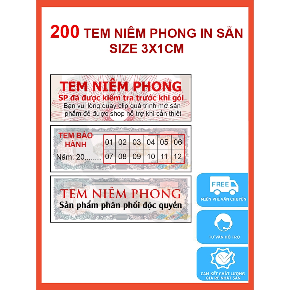 200 CÁI TEM VỠ Niêm phong in sẵn (size 3x1cm) | Shopee Việt Nam