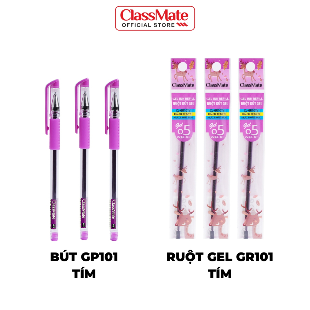 Bút Gel CLASSMATE Ngòi 0.5mm, Có 4 Màu Lựa Chọn Xanh Đen Tím Đỏ, Mực ...