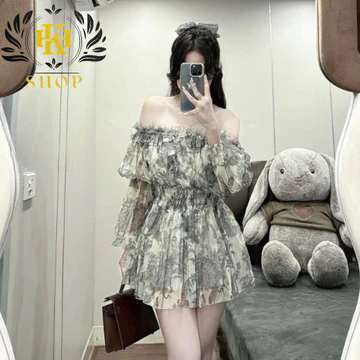 Váy Nữ Váy Trễ Vai Chất Vải Voan Hoa Váy Được May 2 Lớp Phong Cách Tiểu Thư Phù Hợp Cho Các Nàng Đi Chơi Đi Làm Đều Xinh