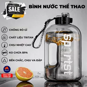 Bình Nước Thể Thao Có Tay Cầm phong cách trẻ trung bằng nhựa chịu dung tích 1,7l-2,7L dùng cho dân tập gym