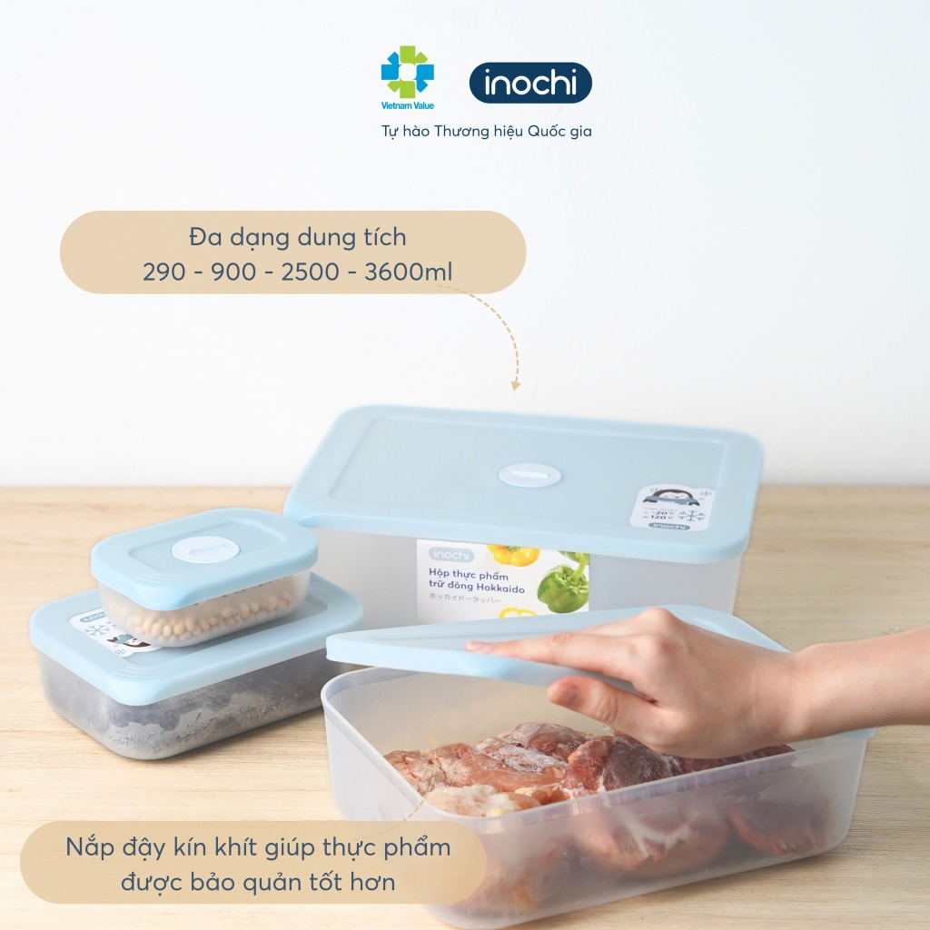 Bộ 4/ Bộ 7 Hộp Thực Phẩm TRỮ ĐÔNG Hokkaido 290-900-2500-3600ml Cao Cấp, Kháng Khuẩn, An Toàn