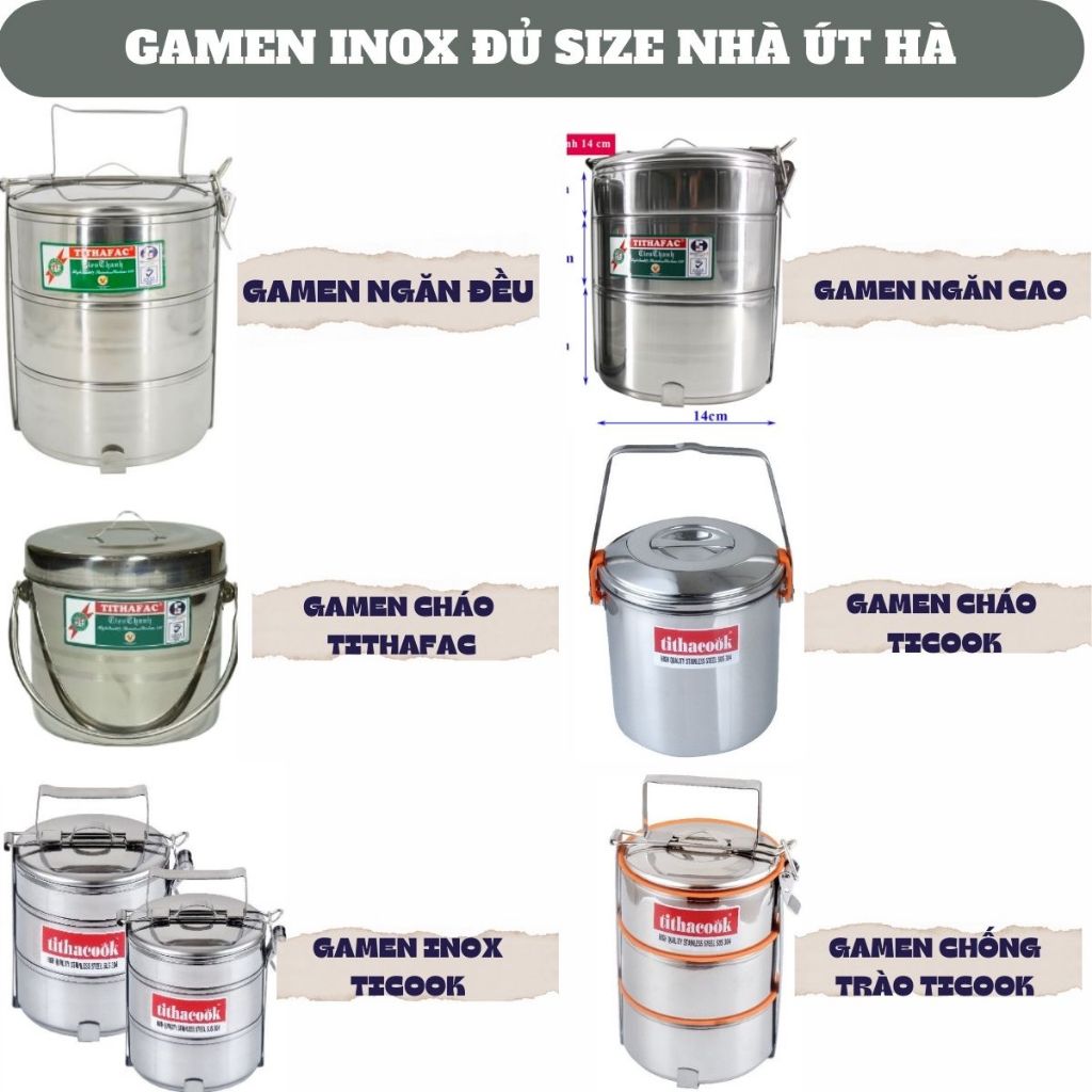 [Rẻ nhất] Camen/Gà men/Gamen/ Gàu Mên inox 2 ngăn, 3 ngăn, 4 ngăn ...