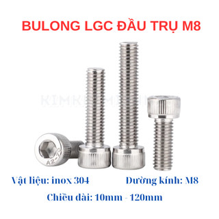 Bulong lục giác chìm đầu trụ INOX 304 M8 (8 li) 10mm - 120mm.