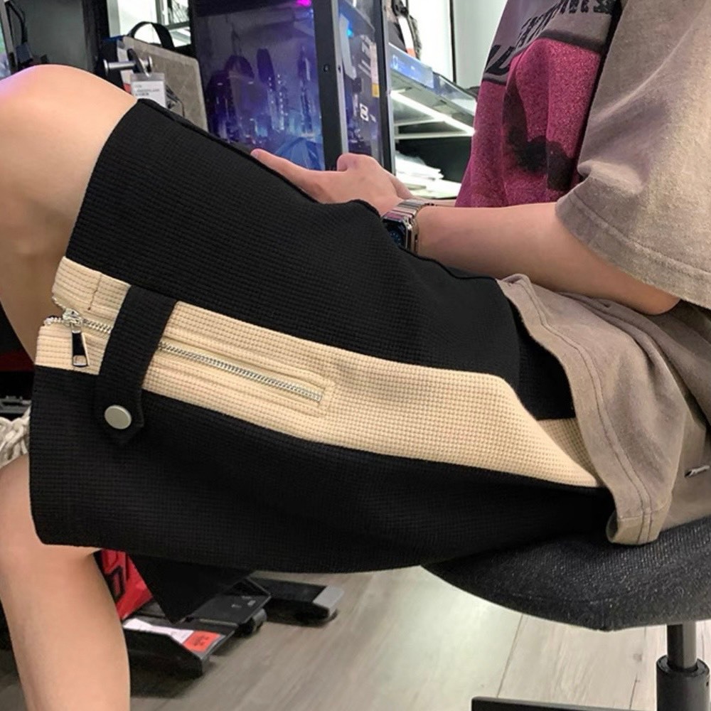Ảnh Quần Short Nam Nữ phối khóa kéo Unisex NAD Chất Cotton Tổ Ong - Quần Đùi Unisex Thể Thao Mặc Thoáng Mát 1