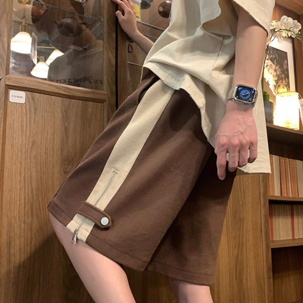 Ảnh Quần Short Nam Nữ phối khóa kéo Unisex NAD Chất Cotton Tổ Ong - Quần Đùi Unisex Thể Thao Mặc Thoáng Mát 4