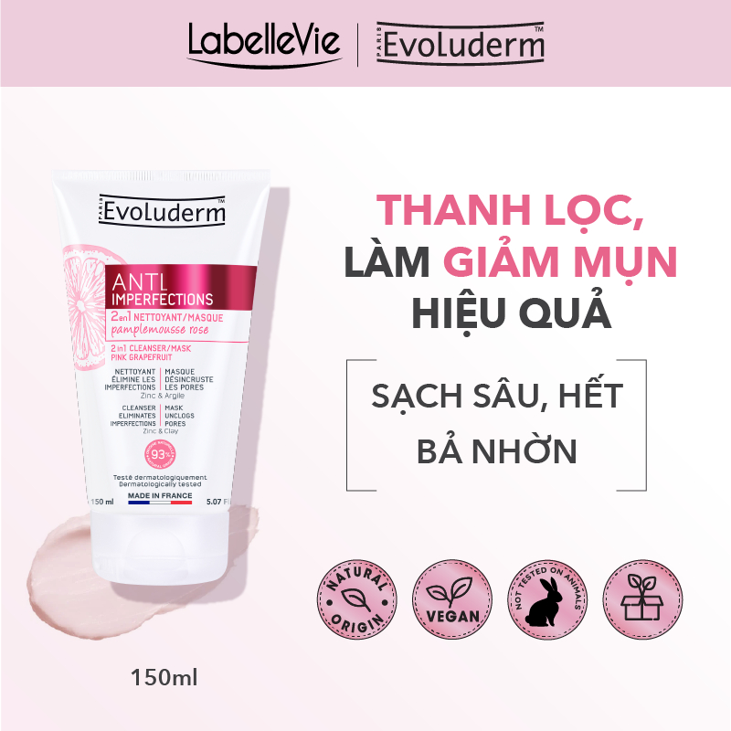 Ảnh Sữa rửa mặt chiết xuất bưởi hồng dành cho da dầu mụn Evoluderm 150ml (17323) 2