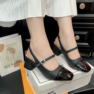 Sandal Mũi Bóng Lịch Sự và Bóng Bẩy , mềm mại êm ái gót 5 Phân Giày Bánh Bèo mã Sandal Mũi Bóng 5P