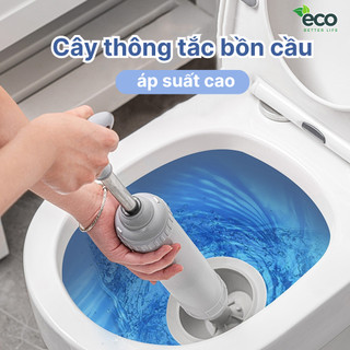 Cây thông thụt bồn cầu ECO dụng cụ thông tắc nghẽn toilet nâng cấp bằng khí nén cực mạnh tiện dụng