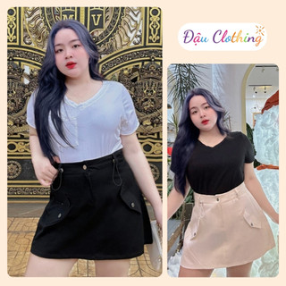 Chân váy kaki ôm Bigsize dáng chữ A ngắn đứng form có dây rút cho nàng Chubby CV400