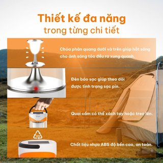 Ảnh 5 – Đèn Sạc Tích Điện LED Comet CRL3103S Siêu Sáng 10W, Sạc Điện & Năng Lượng Mặt Trời, Dùng đến 25 Giờ, BH 12T