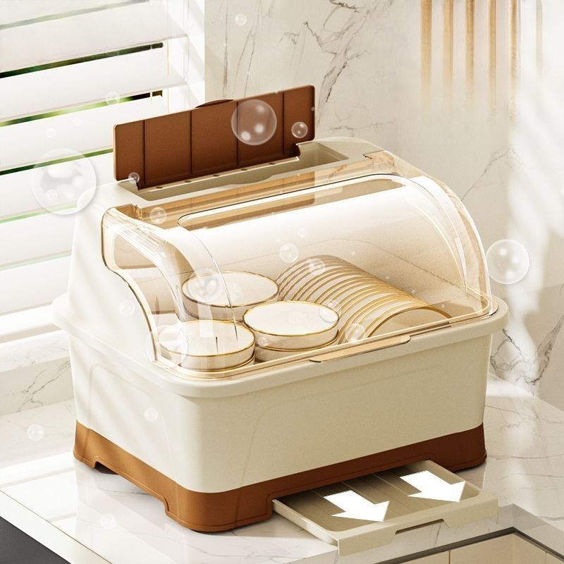 Kệ Úp Bát Đĩa Có Nắp Đậy Enoda Home, Hộp Đựng Bát Đũa Chống Bụi, Giá Úp Bát Kèm Khay Thoát Nước GB005