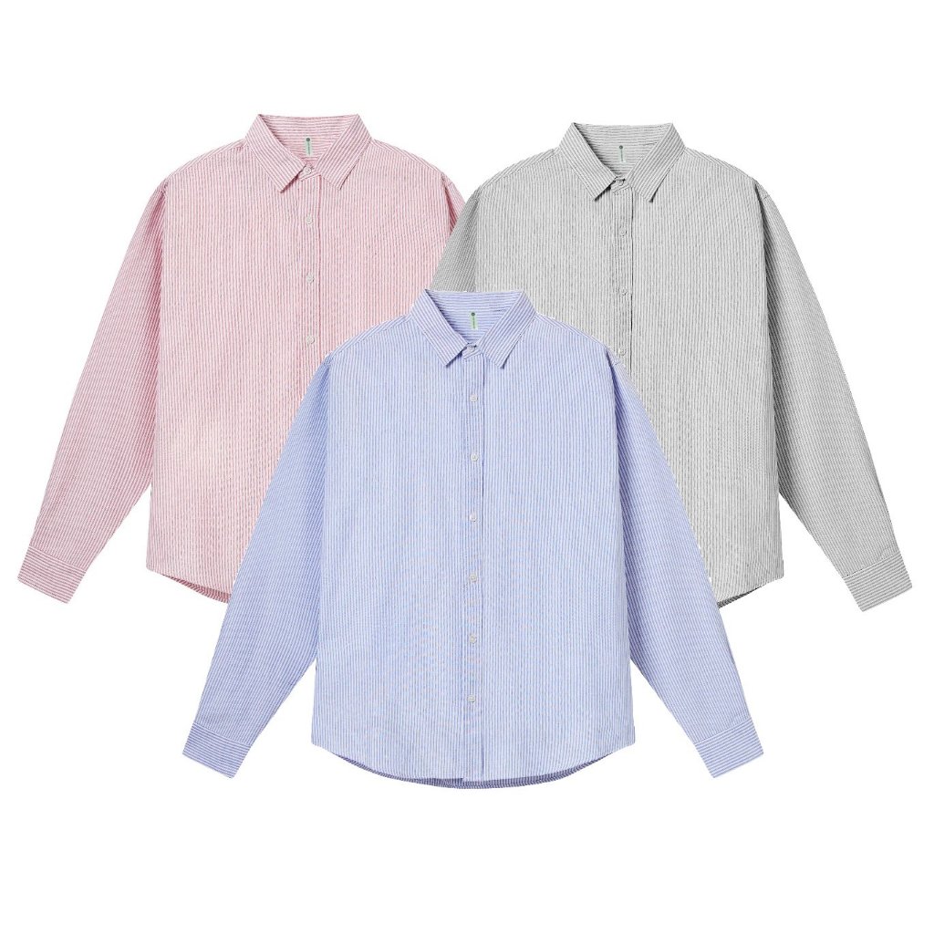 Áo Sơ Mi Kẻ Sọc Xanh Nam Nữ Uniex Tay Dài Local Brand Chất Liệu Oxford HALLEY A10