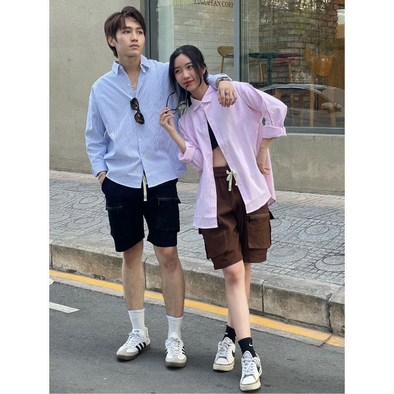 Áo Sơ Mi Kẻ Sọc Xanh Nam Nữ Uniex Tay Dài Local Brand Chất Liệu Oxford HALLEY A10