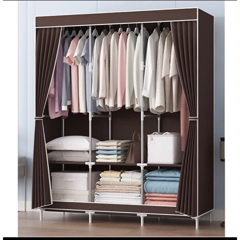 Tủ Vải 3 Buồng 6 Ngăn Khung Thép Chắc Chắn Tủ Vải Đựng Quần Áo | Shopee  Việt Nam