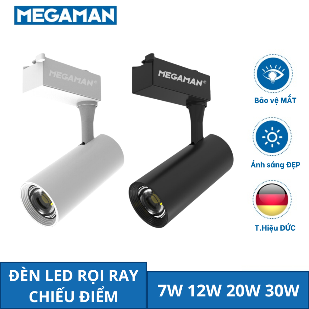 Chính hãng ĐỨC - Đèn LED Rọi Ray ống bơ dài MEGAMAN COB trang trí phòng ...