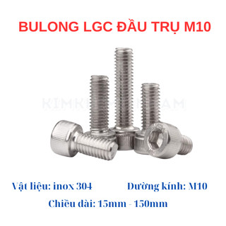 Bulong Ốc lục giác INOX 304 - M10 Đầu trụ, bulong lục giác chìm đầu trụ inox 304 10 li. (Túi 5 con)