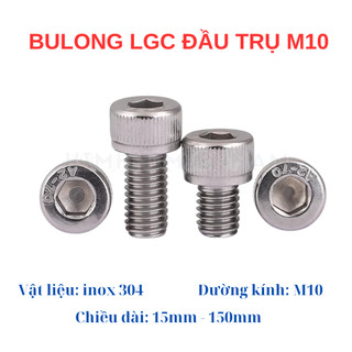 Bulong Ốc lục giác INOX 304 - M10 Đầu trụ, bulong lục giác chìm đầu trụ inox 304 10 li. (Túi 5 con)