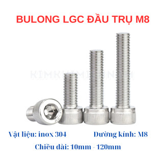 Bulong lục giác chìm đầu trụ INOX 304 M8 (8 li) 10mm - 120mm.