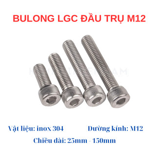 Bulong lục giác chìm đầu trụ inox 304 M12 25MM - 150MM