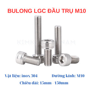 Bulong Ốc lục giác INOX 304 - M10 Đầu trụ, bulong lục giác chìm đầu trụ inox 304 10 li. (Túi 5 con)