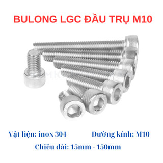 Bulong Ốc lục giác INOX 304 - M10 Đầu trụ, bulong lục giác chìm đầu trụ inox 304 10 li. (Túi 5 con)