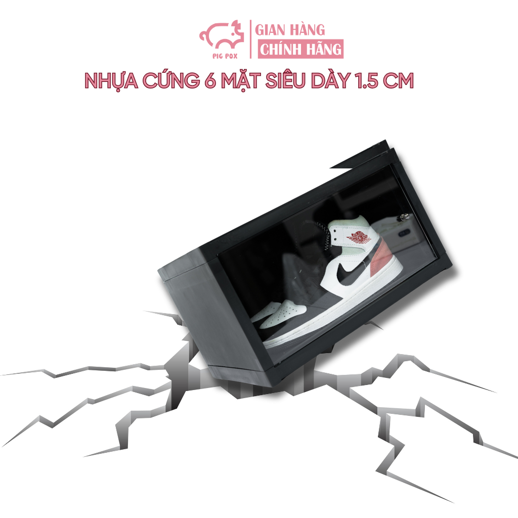 Ảnh Combo hộp đựng giày 6 đôi Pigpox chất nhựa cứng cửa mở ngang 3