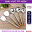 Muôi vá nấu ăn cao cấp cán vàng, chất liệu inox siêu bền, siêu tiện dụng