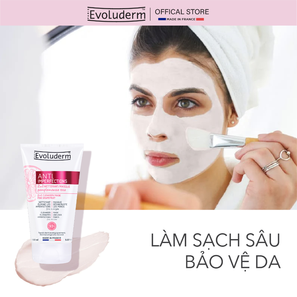 Ảnh Sữa rửa mặt / Mặt nạ 2in1 chiết xuất Pink GrapeFruit giúp ngăn ngừa mụn dành cho da dầu mụn Evoluderm 150ml 4