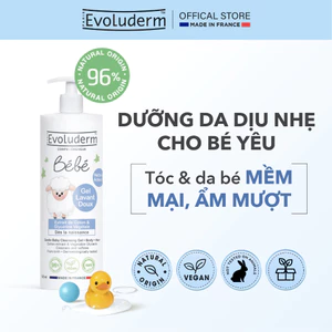 Sữa tắm gội cho bé Evoluderm thiên nhiên thuần chay giúp làm sạch dưỡng ẩm toàn thân bé 500ml (QT)