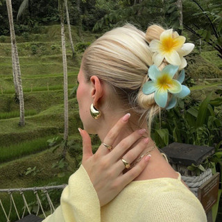 Kẹp Tóc Hoa Sứ Tròn Kẹp Tóc Hoa Nhiều Màu Sắc Phong Cách Hawaii