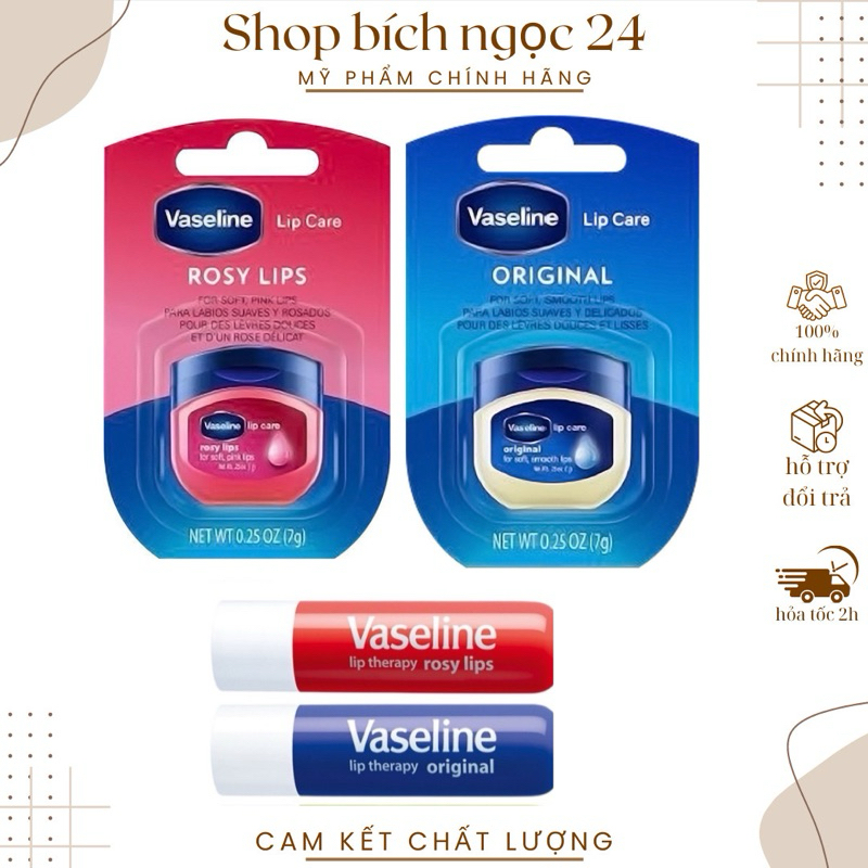Son dưỡng môi , dưỡng môi Vaseline , dưỡng môi - hồng căng bóng 7g