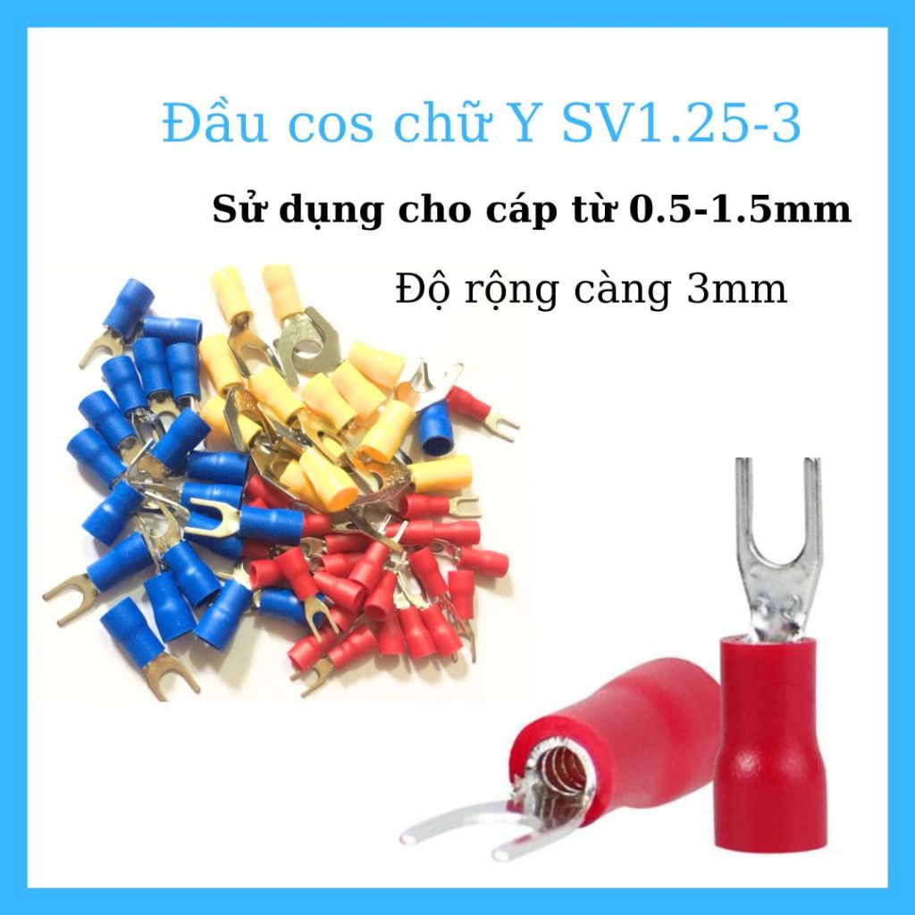 100 Đầu cốt chữ Y cos chẻ bọc nhựa SV1.25-3, cos chỉa | Shopee Việt Nam